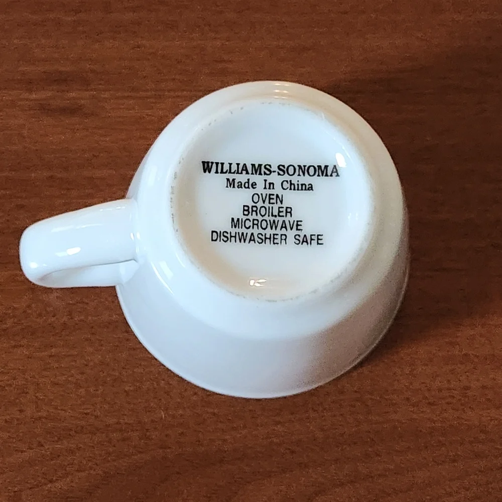 Vintage Williams Sonoma White Cups & Saucers – Set of 6 – Pantry Essentials Mark